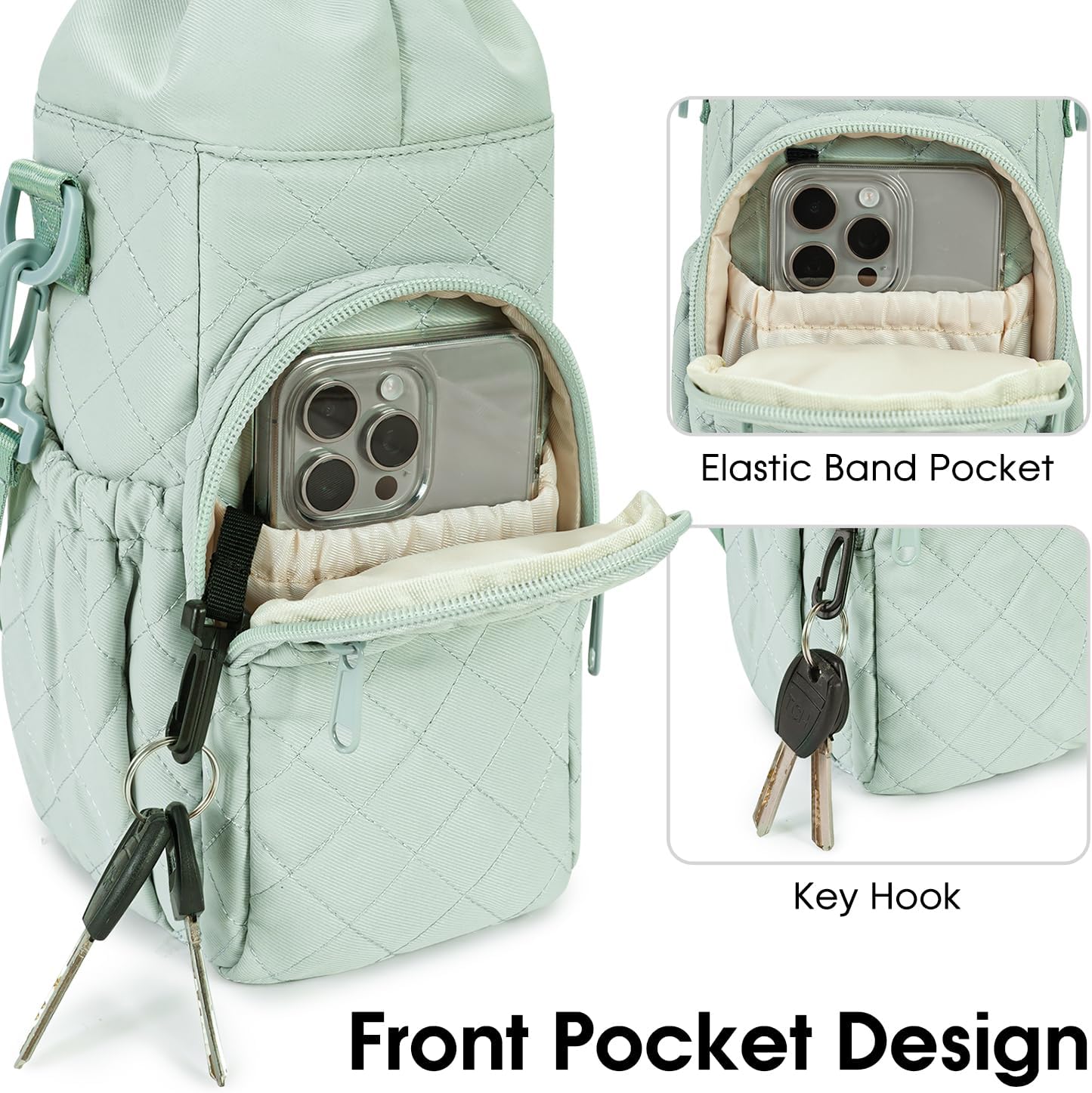 sportsnew Water Bottle Holder 40oz Crossbody Insulated Cup Sleeve Water Bottle Carrier Sling Bag with Phone Pocket, Walking