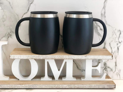 CHILLOUT LIFE Stainless Steel Insulated Coffee Mugs Set of 2 (14oz) – Double Wall Coffee Cups with Spill Resistant Lid & Strong Handle, Shatterproof Cups for Cold Drinks and Hot Beverages