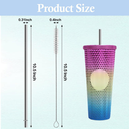 10.5 Inch Stainless Steel Straws Replacement for Starbucks Cold Cup Venti 24 oz, 6 PCS Straight Reusable Metal Straw with Cleaning Brush, 10.5" X 0.31" Compatible with Starbucks Tumblers
