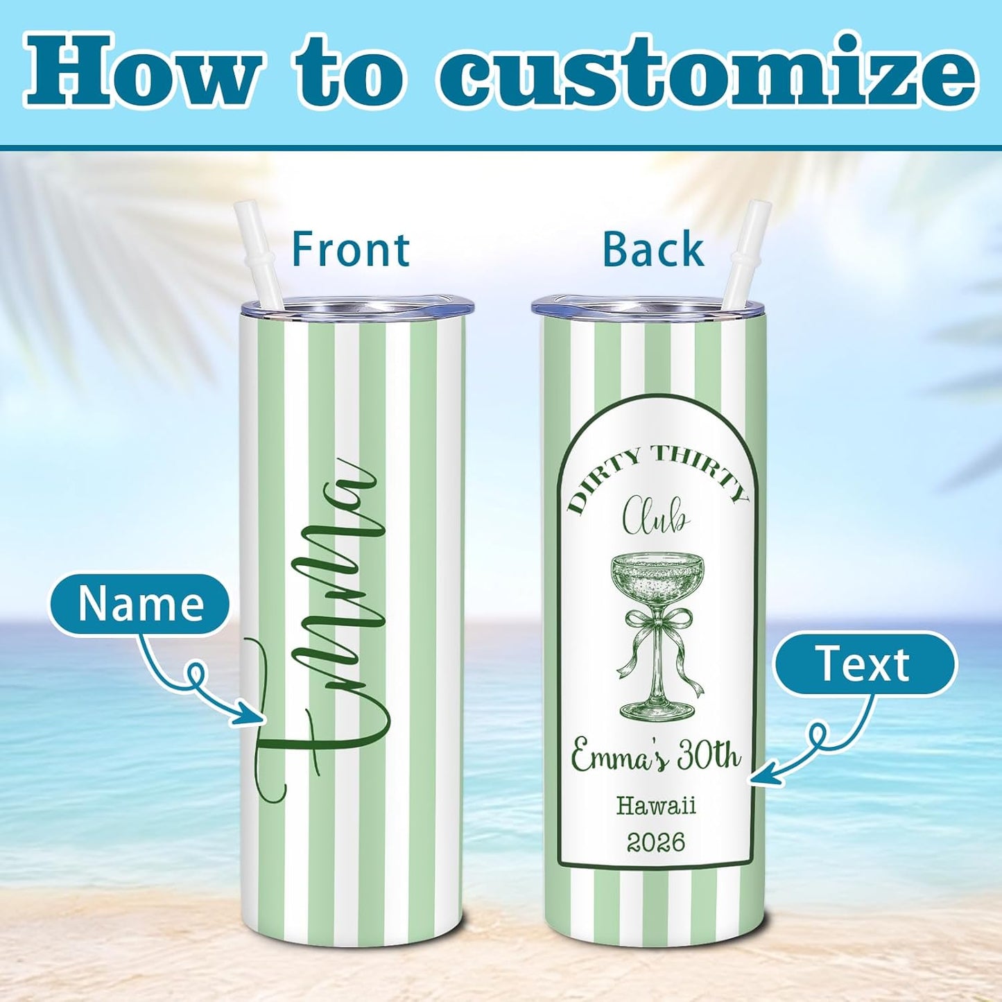 Girl Trip Gifts for Women, Personalized Girls Trip Tumblers with Name Text, Custom Beach Tumbler, Road Trips Vacation Cruise Cup with Lid and Straw, Bachelorette Party Girl Weekend Gift For Friend