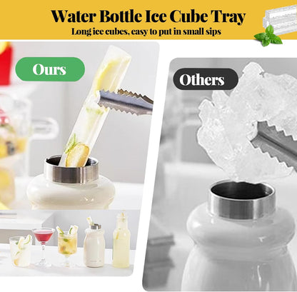 24 Pcs Water Bottle Ice Cube Trays for Freezer with Lid, Long Ice Cubes Narrow Mold Freezer Containers Flexible, Dishwasher Safe, Easy Release for Sports, Soda, Bottled Beverages(Yellow-24Pcs)