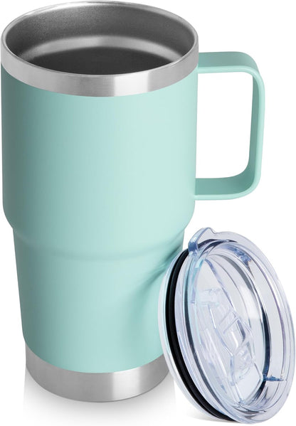 HASLE OUTFITTERS 20oz Tumbler with Handle & Lid, Insulated Stainless Steel Travel Mug, Leakproof Cup for Coffee, BPA-Free Double-Wall Vacuum Tumblers for Hot/Cold Drinks, Commuter, Gym, Office, Blue