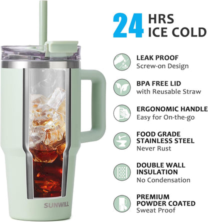 SUNWILL 20 oz Tumbler with Handle and Straw Leak Proof,Travel Coffee Mug with Lid, Stainless Steel Cup Insulated for Office & Gym, Cupholder Friendly, Powder Coated Orchid