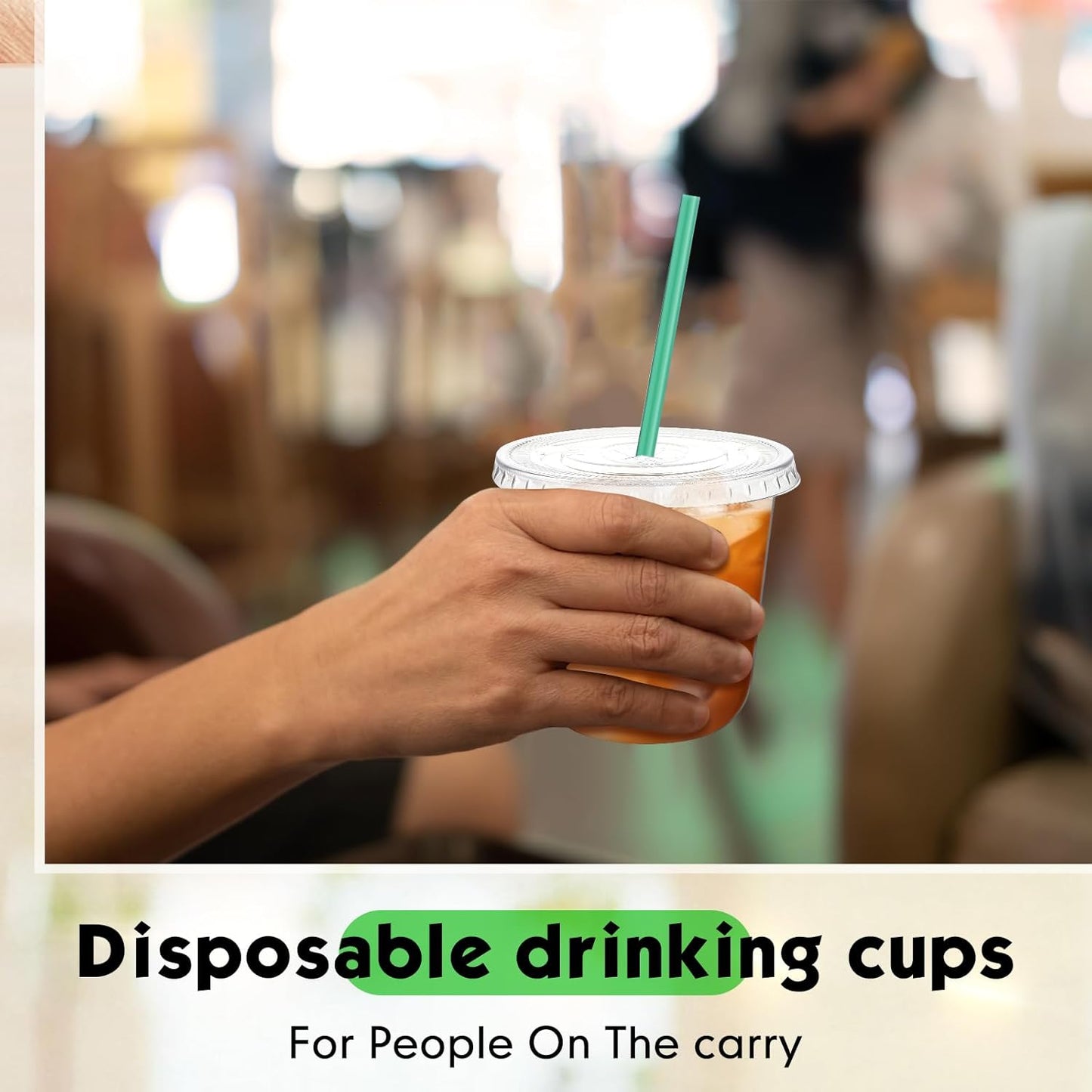 Baderke 25 Set Plastic Cups with Lids and Straws, Disposable Plastic Iced Coffee Cup for Cold Beverage Juice Smoothie Crystal for Coffee Shops Party Catering(Clear,16 oz)