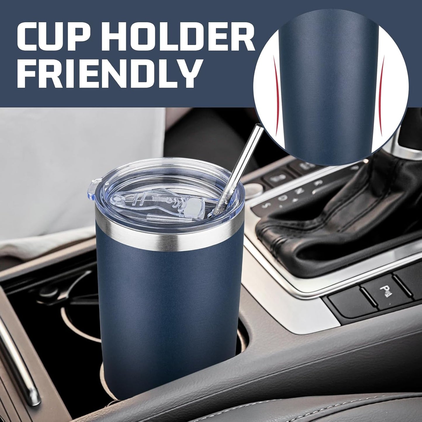 20 oz Tumbler with Lids and Straws, Stainless Steel Insulated Travel Coffee Mug, Double Wall Vacuum Insulated Tumblers, Powder Coated Coffee Tumbler for Cold & Hot Drinks (Light Purple)