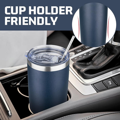 20 oz Tumbler with Lids and Straws, Stainless Steel Insulated Travel Coffee Mug, Double Wall Vacuum Insulated Tumblers, Powder Coated Coffee Tumbler for Cold & Hot Drinks (Light Purple)