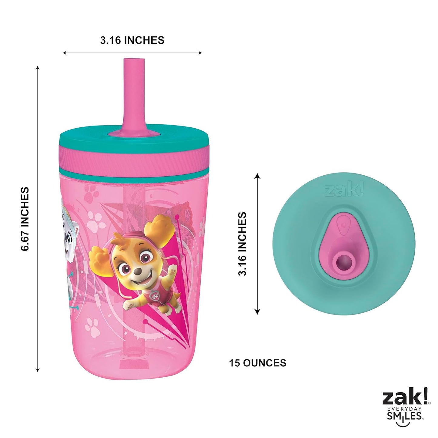 Zak Designs 15oz Bluey Kelso Tumbler Set, Leak-Proof Screw-On Lid with Straw Made of Durable Plastic and Silicone, Perfect Bundle for Kids, 2 Count (Pack of 1) - Colors B