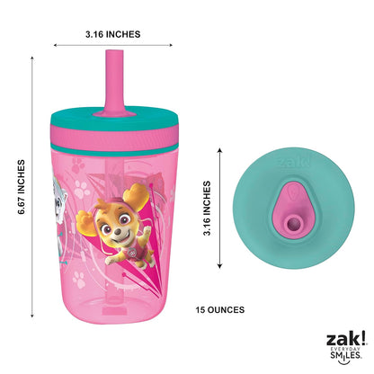 Zak Designs 15oz Bluey Kelso Tumbler Set, Leak-Proof Screw-On Lid with Straw Made of Durable Plastic and Silicone, Perfect Bundle for Kids, 2 Count (Pack of 1) - Colors B