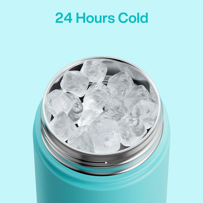 ENCOOL Insulated Water Bottle with Straw Stainless Steel Water Bottle, Leak-Proof, BPA-Free, Double Wall Vacuum Keeps Cold for 24 Hours for Sports, Travel, School (26 oz, Cotton Candy) - Colors B