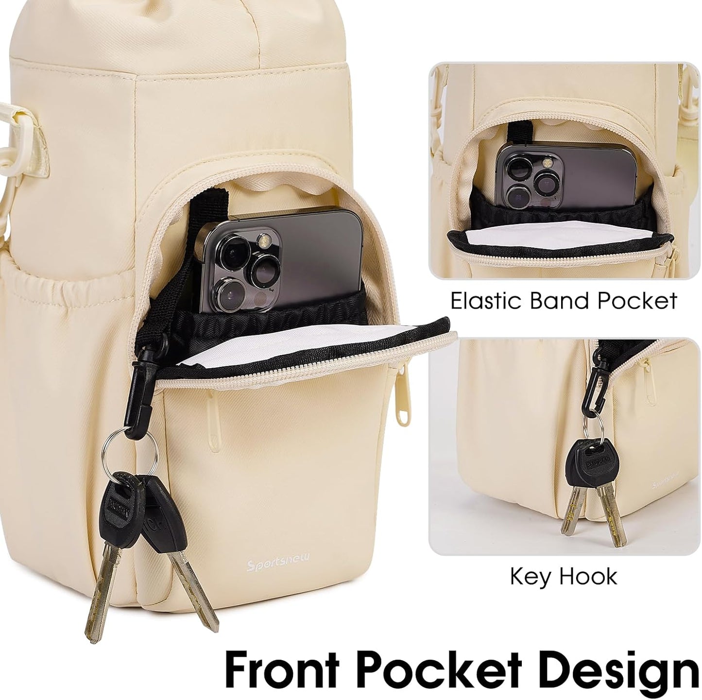 sportsnew Water Bottle Holder 40oz Crossbody Insulated Cup Sleeve Water Bottle Carrier Sling Bag with Phone Pocket, Walking