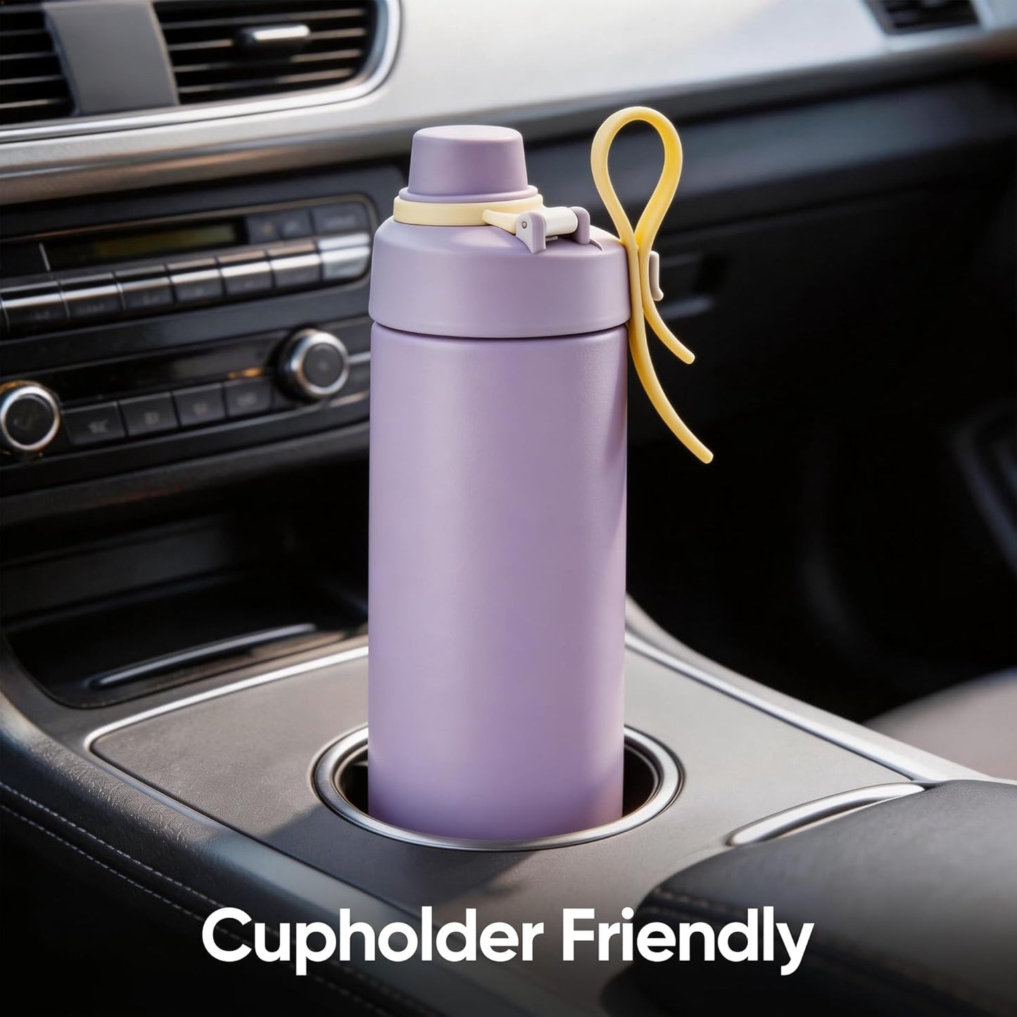 Fijinhom 18 oz Insulated Water Bottle with Handle, 304 Stainless Steel Double Wall Vacuum, Keep 24H Cold, Leak Proof, BPA-Free,with Lid & Non-Slip Bottom for Outdoor, Sports, Work, Travel (Black)