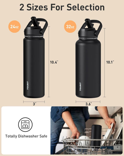 TOURIT 32 oz Insulated Water Bottle, Stainless Steel Sports Water Bottles With Top Handle, Double-Wall Travel Thermal Water Flask, BPA Free Leakproof Water Bottle for Sports and Travel,Pink