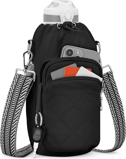 SYTRAH Water Bottle Bag Crossbody，Insulated Water Bottle Purse Crossbody Water Bottle Holder with Strap 40 oz
