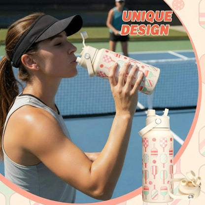 Sliner Dinkball Water Bottle 32oz Teacher Appreciation Gifts Stainless Steel Insulated Vacuum Water Bottles with 2-in-1 Straw and Spout Lid Sport Tumbler Bottle for Teachers Gifts Birthday Women Girls