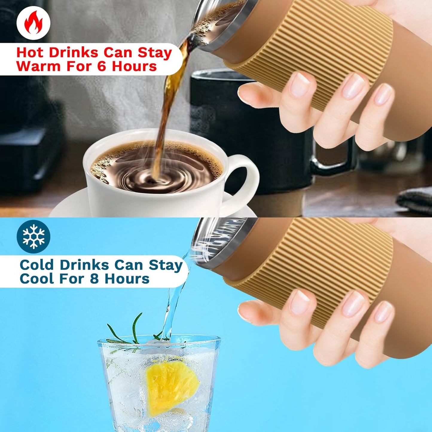 YINBAOGE Insulated Travel Coffee Mug, Spill & Leak Proof, Portable To Go Camping Stainless Steel Coffee Tumbler, Reusable Thermal Coffee Cup with Lid for Hot & Cold Drinks (Black, 12 OZ)