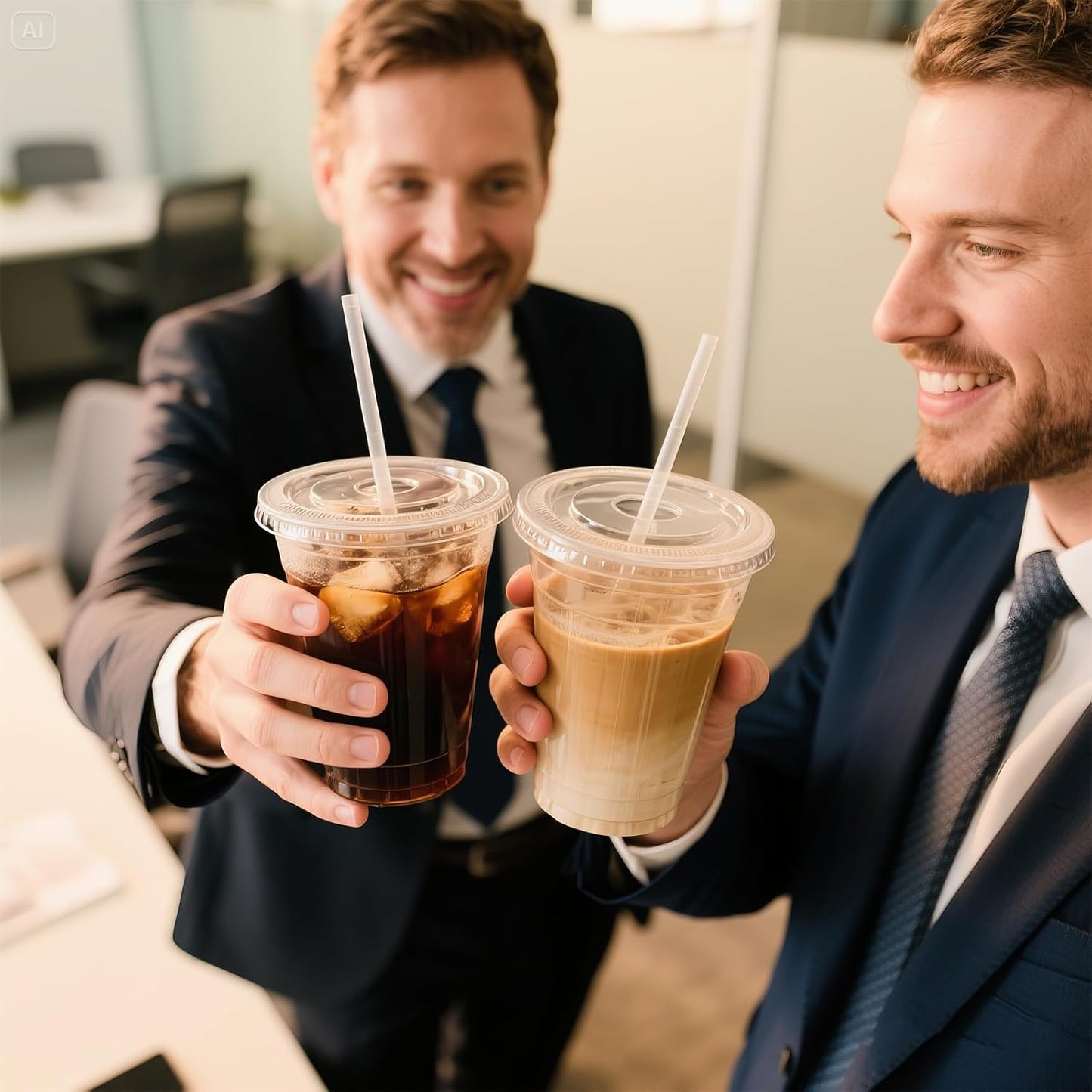 Ginkgo 50 Pack 20 oz Plastic Iced Coffee Cups with Lids and Straws, Clear Disposable To Go Cups for Coffee, Cold Drinks, Smoothie and Coffee Bar Accessories