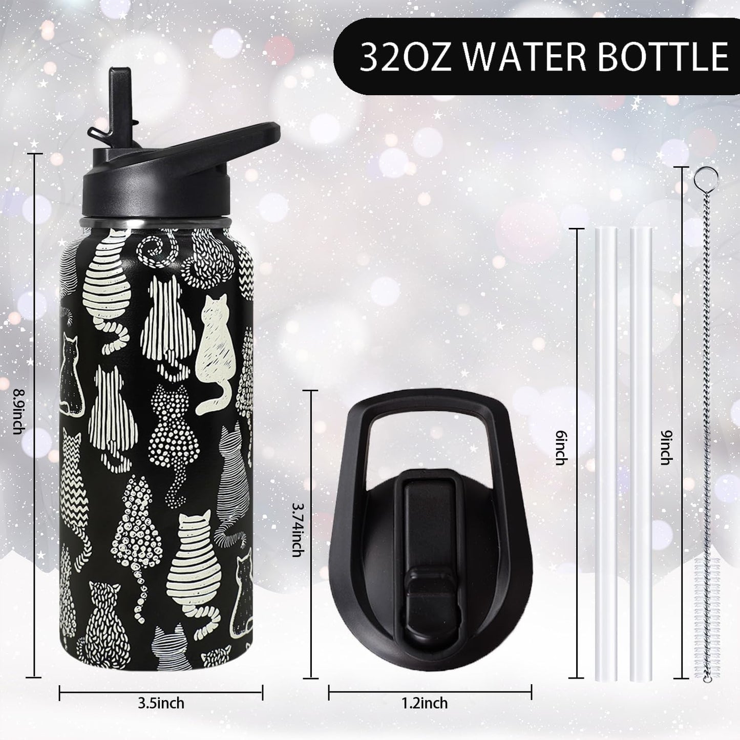 32 oz Pickleball Insulated Water Bottle with Straw - Pickleball Gym Hiking Sports Coffee Mug | Perfect Pickleball Gifts for Women, Pickleball Decor Accessories