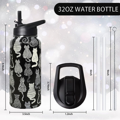 32 oz Pickleball Insulated Water Bottle with Straw - Pickleball Gym Hiking Sports Coffee Mug | Perfect Pickleball Gifts for Women, Pickleball Decor Accessories