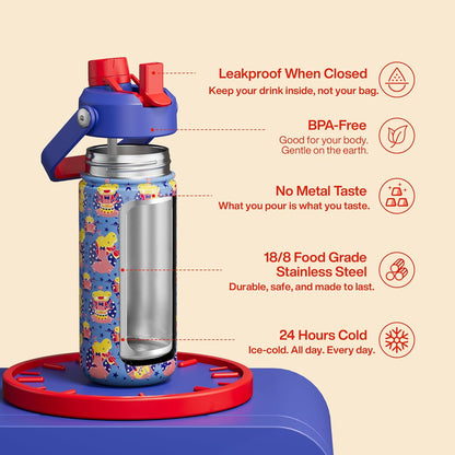ENCOOL Insulated Water Bottle with Straw Stainless Steel Water Bottle, Leak-Proof, BPA-Free, Double Wall Vacuum Keeps Cold for 24 Hours for Sports, Travel, School (26 oz, Cotton Candy) - Colors B