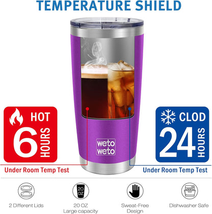 WETOWETO 20oz Tumbler, Stainless Steel Vacuum Insulated Coffee Travel Mug, Double Wall Powder Coated Insulated Coffee Mug Travel Mug with Lid Thermal Cup for Outdoor (Navy Blue, 1 Pack)