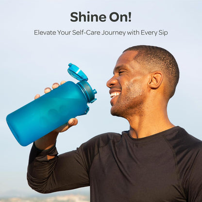 Hydracy Water Bottle with Time Marker -Large BPA Free Water Bottle & No Sweat Sleeve -Leak Proof Gym Bottle with Times to Drink - Ideal for Fitness Sports & Outdoors