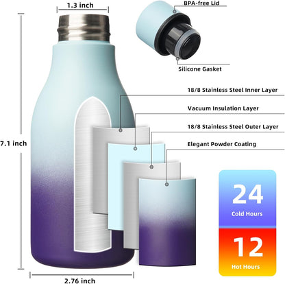 BJPKPK Insulated Water Bottles, 18 oz Stainless Steel Metal Water Bottle with Strap, BPA Free Leak Proof Jugs, Mugs, Flasks, Reusable Thermal Flasks for Sports & Travel, Black - Colors B
