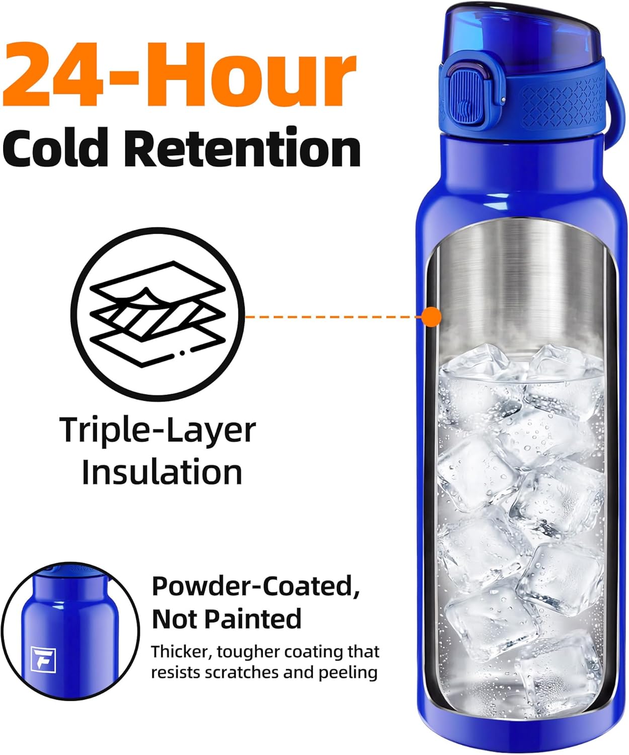 Fanhaw 24 oz Insulated Water Bottle with Soft Silicone Spout Lid, Leakproof Stainless Steel Vacuum Bottle for School, Sports& Daily Use, Kids, Teens& Adults, Back to School Essentials (Pink)
