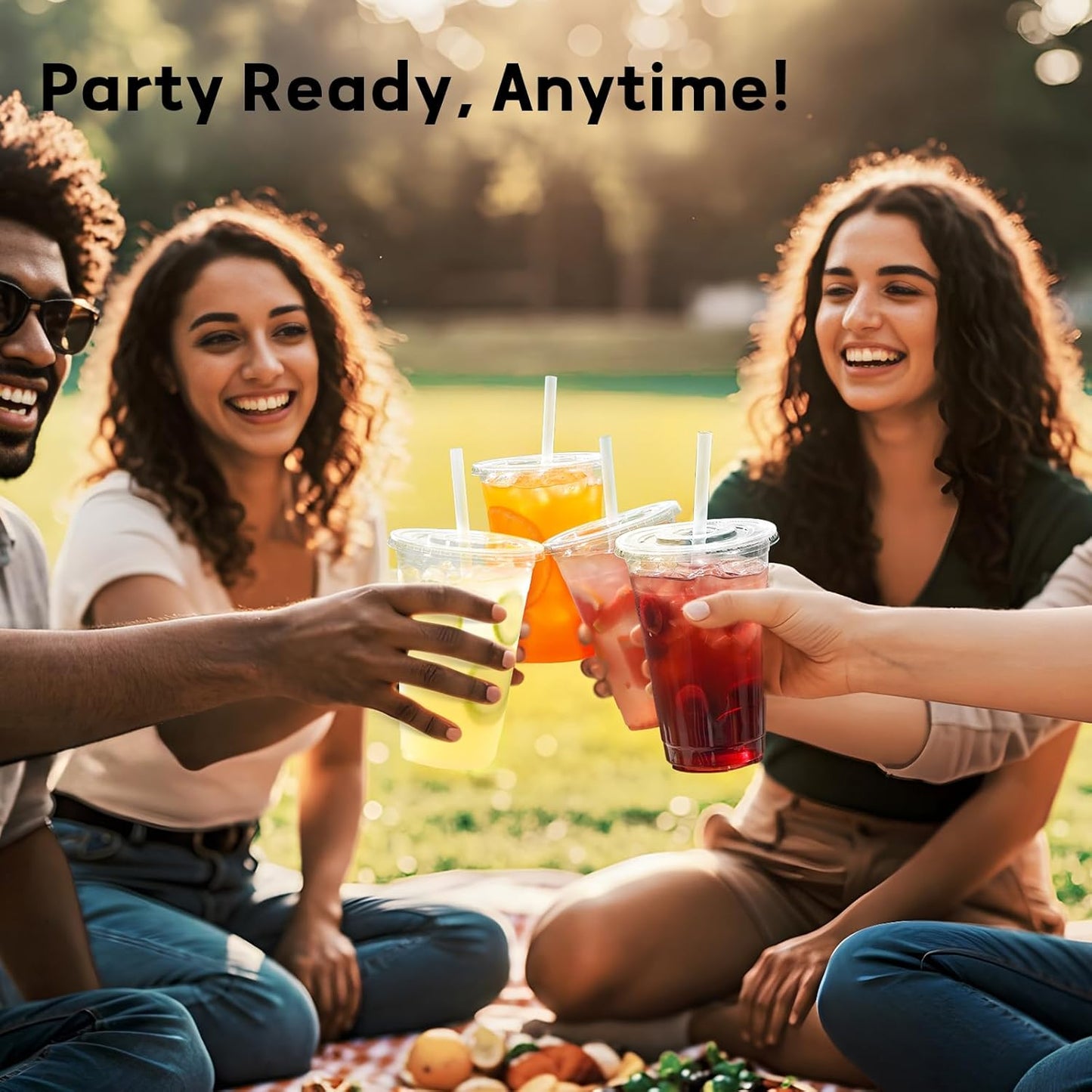 AOZITA 25 Pack - 16 oz Plastic Cups with Lids and Straws, Clear Iced Coffee Cups with Lids, Disposable Cups with Lids for Cold Drinks, Iced Tea, Milkshakes, Smoothies - Durable & BPA Free