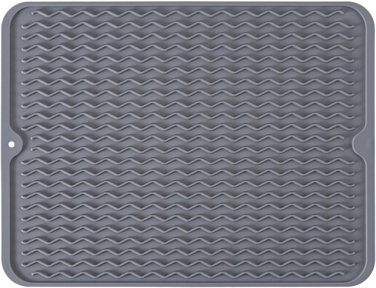 Silicone Dish Drying Mat, Non-Slip Easy Clean Sink Mat Large Heat-resistant Dish Drainer Mat for Kitchen Counter, Sink, Refrigerator or Drawer liner (12" x 6", BLACK)
