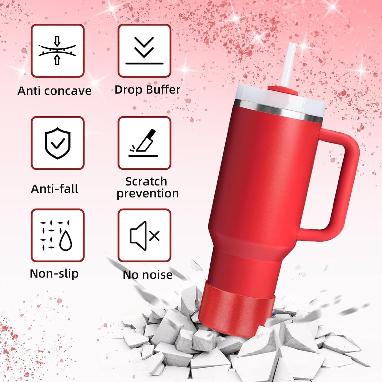Glossy Gradient Silicone Boot, Compatible with Stanley H2.0 20-40oz & IceFlow 20-30oz, Chameleon Metallic Shimmer Cup Sleeve Protector for Hydroflask and Bottle Bottom with 2.8-3in