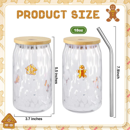 Honeydak 2 Pcs Icon Juice Glass Tumbler with Lid & Straw - 18 oz Cloud and Sun Icon Can Shape Glass Cups Coffee Juice Beer Soda Drinking Cup for Summer Halloween Christmas Party Supplies Gift