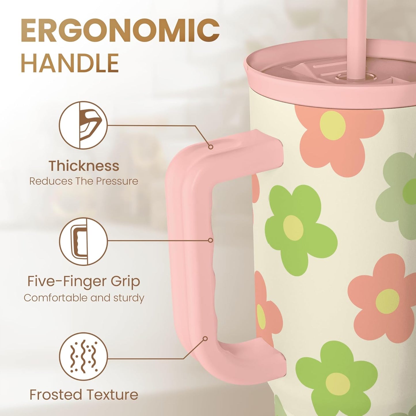 SANDJEST Pickleball 40oz Tumbler With Handle and Straw, Pickleball Queen Insulated Stainless Steel Travel Coffee Mug for Women Girls Players, Gift Idea for Birthday Christmas Mothers Day
