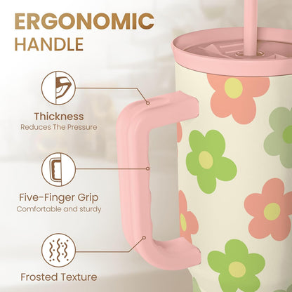 SANDJEST Pickleball 40oz Tumbler With Handle and Straw, Pickleball Queen Insulated Stainless Steel Travel Coffee Mug for Women Girls Players, Gift Idea for Birthday Christmas Mothers Day