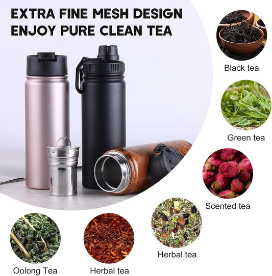 Sivaphe Tea Infuser Bottle With Removable Loose Leaf Tea Strainer Cup 18/8 Stainless Steel Portable Insulated Travel Tea Tumbler Black