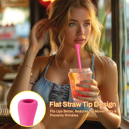 NiHome 6PCS Silicone Anti-Wrinkle Straws Fit for 40oz 30oz Stanley Tumblers w/Brushes, Customizable Length Wrinkle Free Straws for Various Size Cups, No Wrinkle Reusable Straws for Lip (Macaron)