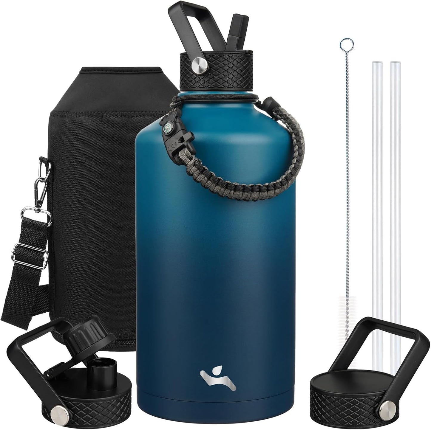 Konokyo 22oz Stainless Steel Bottles with 3 Lids Sport Insulated Water Bottle,Mint