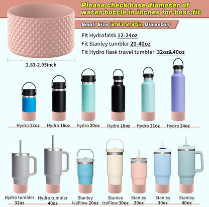 WUQID Water Bottle Boot, Diamond Silicone Boot Compatible with Stanleyy Tumbler 20-40oz & Hydroo Flask Bottle 12oz-24oz, Reduces Dents Sleeve Cover for More Bottles/Tumblers Bottom of 2.83-2.95in