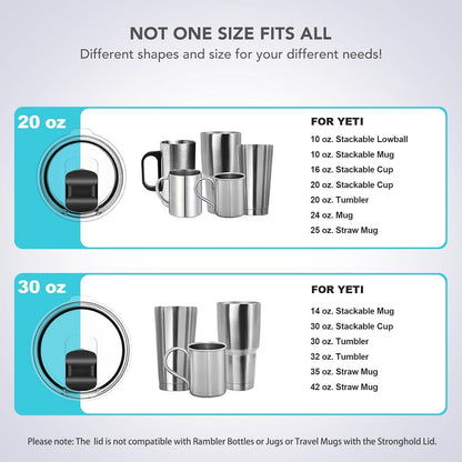 30 oz Tumbler Lid, Replacement Lids Compatible for YETI 30/32 oz Tumbler, 14 oz Mug and 35 oz Straw Mug, 2 Pack Travel Spill Proof Cup Lids Covers with Magnetic Slider Switch, BPA Free