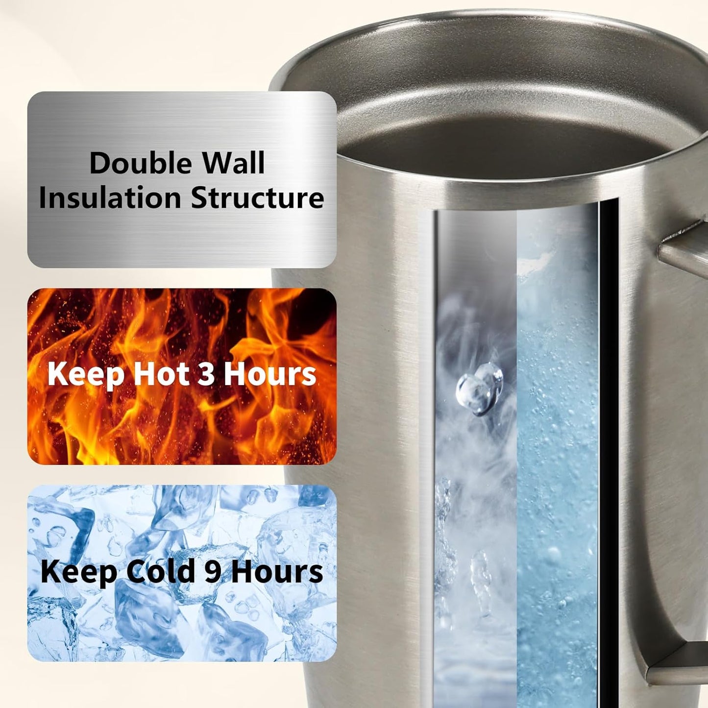 Trwcrt 19oz Insulated Coffee Mug with Handle, Double Wall Vacuum Stainless Steel Travel Coffee Tumbler, Blue