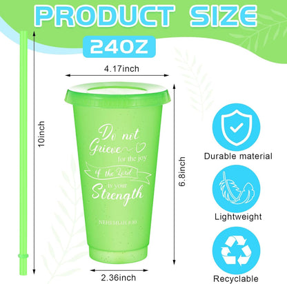 Uiifan 30 Pcs Christian Gifts Cups Bulk for Women, 24oz Bible Verse Christian Tumblers with Lids and Straw, Religious Church Gifts for Mother's Day (Fresh Color,Bible)