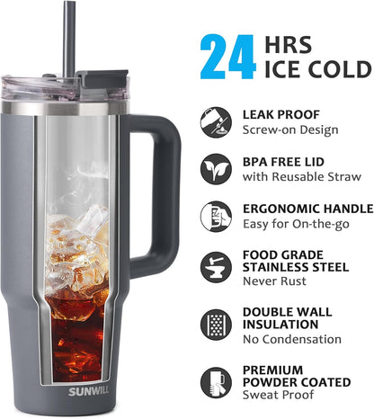 SUNWILL 20 oz Tumbler with Handle and Straw Leak Proof,Travel Coffee Mug with Lid, Stainless Steel Cup Insulated for Office & Gym, Cupholder Friendly, Powder Coated Orchid