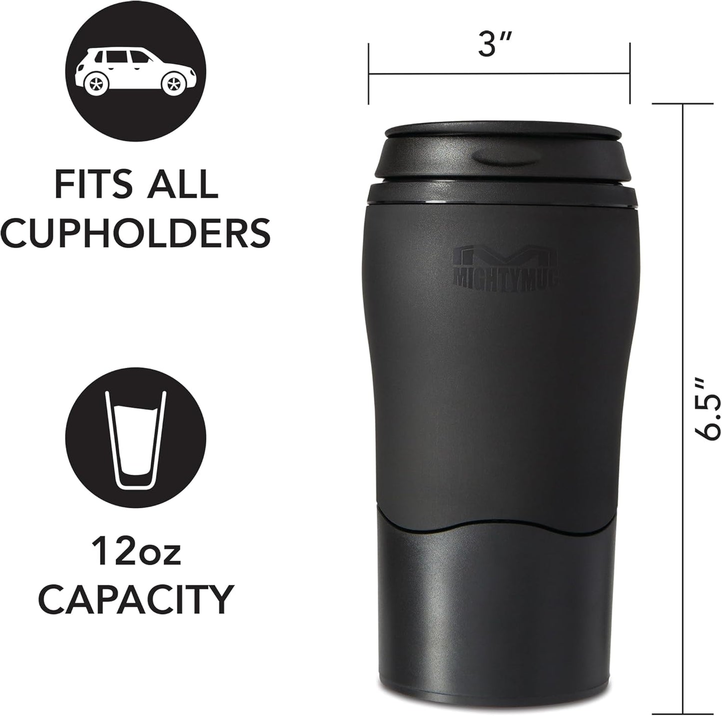 Mighty Mug Plastic Travel Mug, No Spill Double Wall Tumbler, Cold/Hot, Cup-Holder Friendly, Dishwasher Safe, (Cream, 12oz)