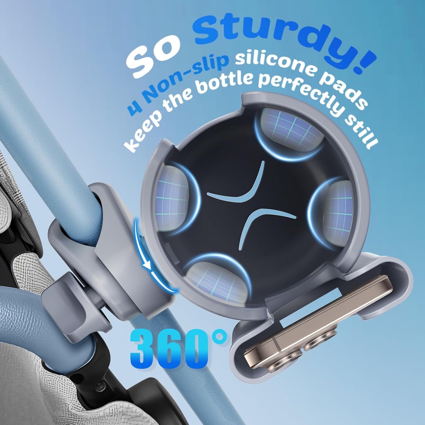 Guiseapue Cup Holder for Walker: Stroller Cup Holder Attachment with Phone Holder, Wheelchair/Stroller Accessories for Rollator, Bike, Scooter, Baby Essentials, Gifts for New Mom