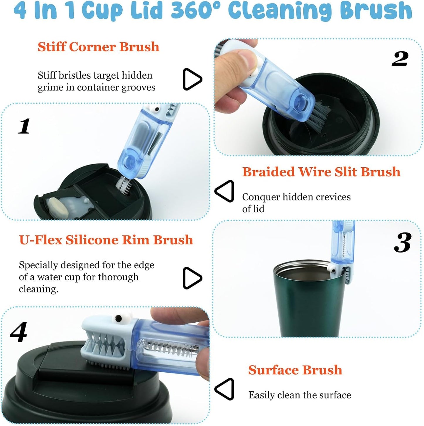 3 Pack Cup Lid Cleaning Brush Water Bottle Cleaner Brush, Bottle Brush Cleaner for Stanley Owala, Cup Bottle Cleaner Brush for Tumbler Kitchen Bottle Mug