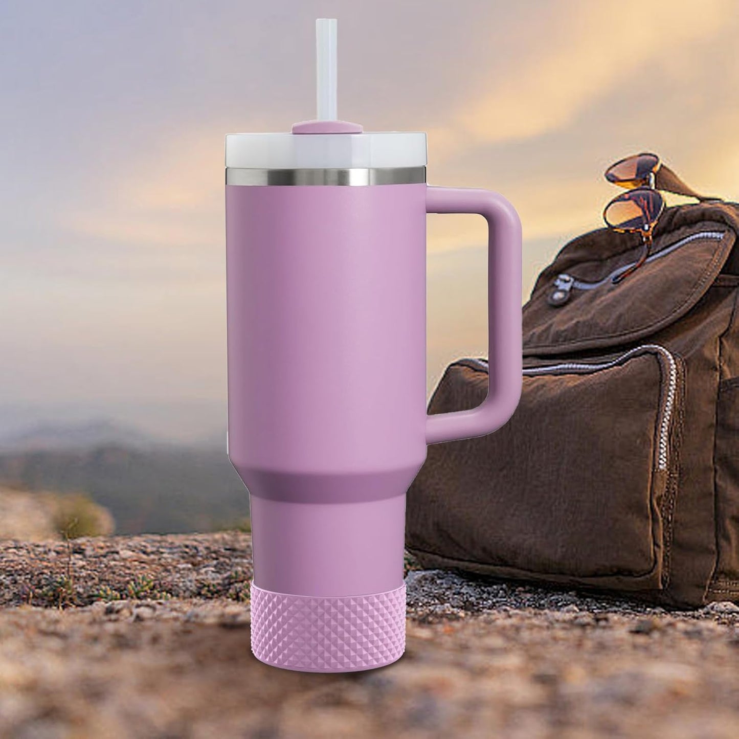 WUQID Water Bottle Boot, Diamond Silicone Boot Compatible with Stanleyy Tumbler 20-40oz & Hydroo Flask Bottle 12oz-24oz, Reduces Dents Sleeve Cover for More Bottles/Tumblers Bottom of 2.83-2.95in