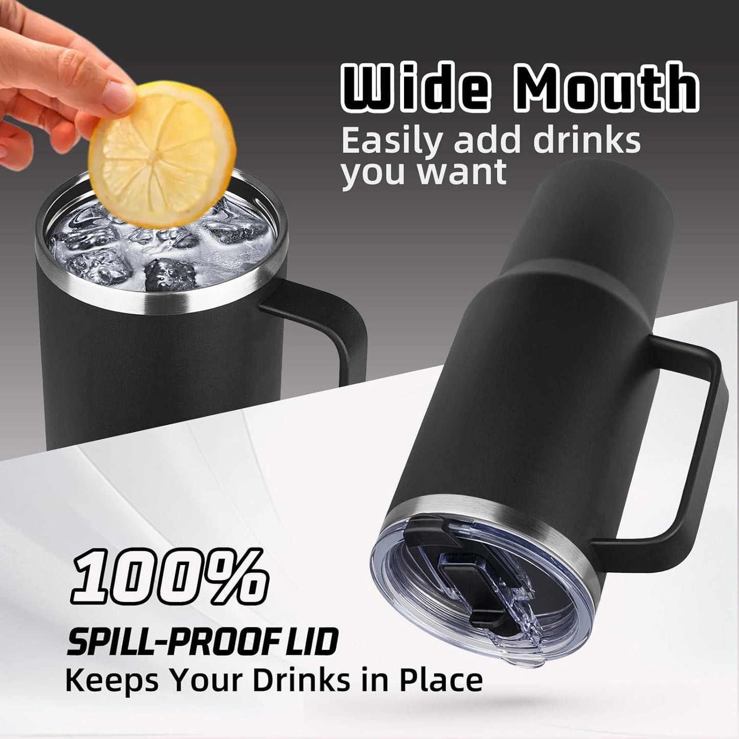 20 oz Tumbler with Handle, Stainless Steel Insulated Tumbler with Lid and Straw, Double Wall Vacuum Coffee Mug Tumbler, Insulated Coffee Thermal Cup for Cold and Hot (Light Purple)
