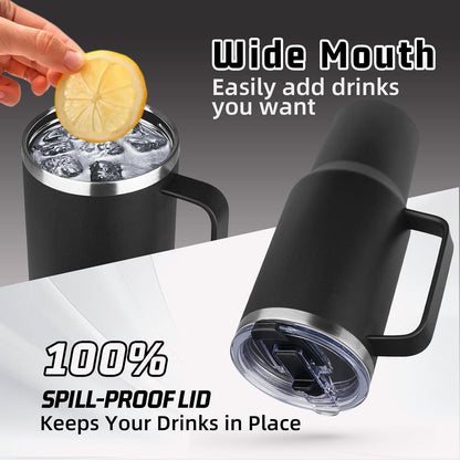 20 oz Tumbler with Handle, Stainless Steel Insulated Tumbler with Lid and Straw, Double Wall Vacuum Coffee Mug Tumbler, Insulated Coffee Thermal Cup for Cold and Hot (Light Purple)
