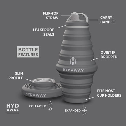 HYDAWAY 25oz Collapsible Travel Water Bottle - BPA-Free, Leakproof, Lightweight, Space-Saving - Perfect for Hiking, Travel, and All-Day Hydration