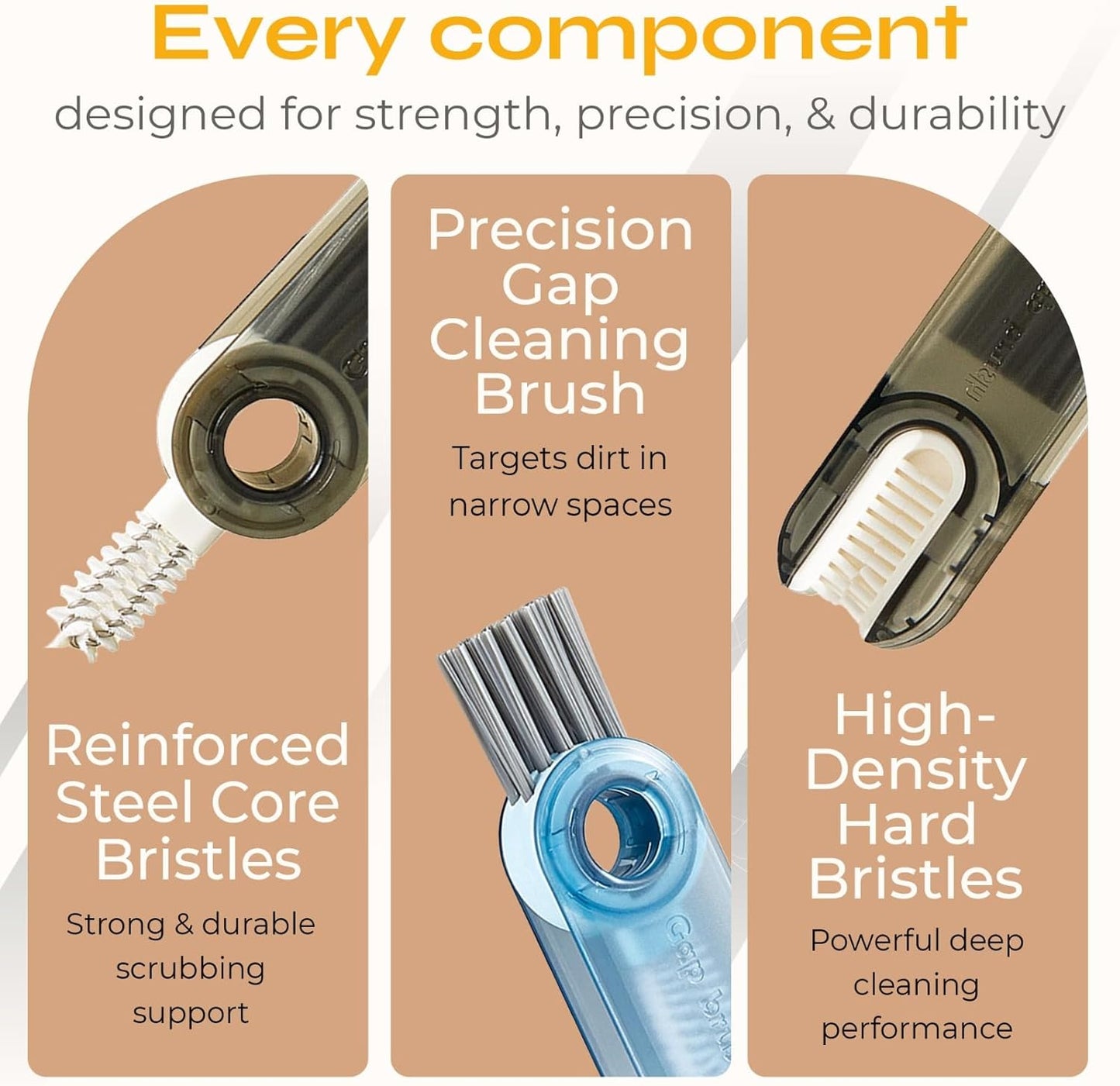 Multifunctional 3-in-1 Cleaning Brush for Cups, Bottles & Keyboards – Portable Glass & Lid Gap Cleaner for AirPods, Hard-to-Reach Corners – ABS & Silicone Compact Design (Blue/Dark Grey/Green).
