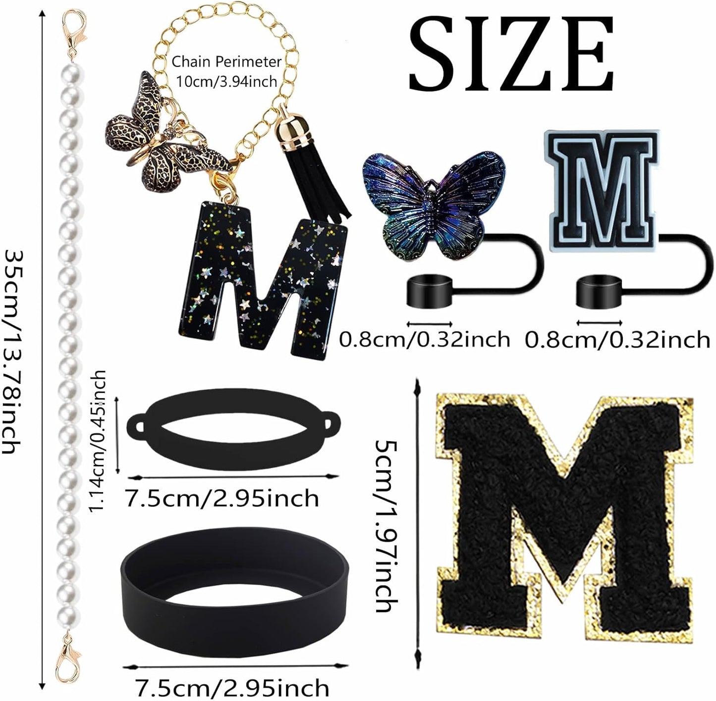 7pcs Cup Accessories for Stanley 30/40oz Tumbler, Handle Strap, Straw Cover, Silicone Boot, Letter Charm Stickers